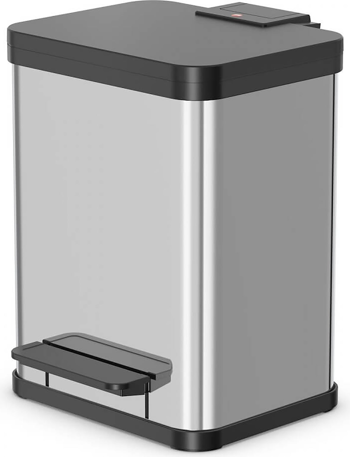 1 x Mülltrenner / Abfalleimer Öko duo Plus M von Hailo. Gehäuse aus Edelstahl. Mit zwei einzeln entnehmbaren Eimern (je 9 l) aus Kunststoff.