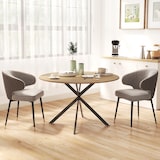 thumbnail of HOMCOM mesa de comedor redonda para 4 personas mesa de cocina industrial con estructura de acero Ø120x75 cm roble