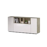 thumbnail of Dmora Highboard Paterson, Modernes Sideboard mit 3 Türen, Wohnzimmerbuffet mit Fächern, Wohnzimmer-Sideboard, 150x41h76 cm, Weiß und Eiche