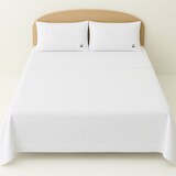 thumbnail of Benetton - Conjunto de cama king size de 4 peças: lençol plano (270x280cm), lençol justo (200x200cm), 2 fronhas (50x85cm) 100% algodão branco