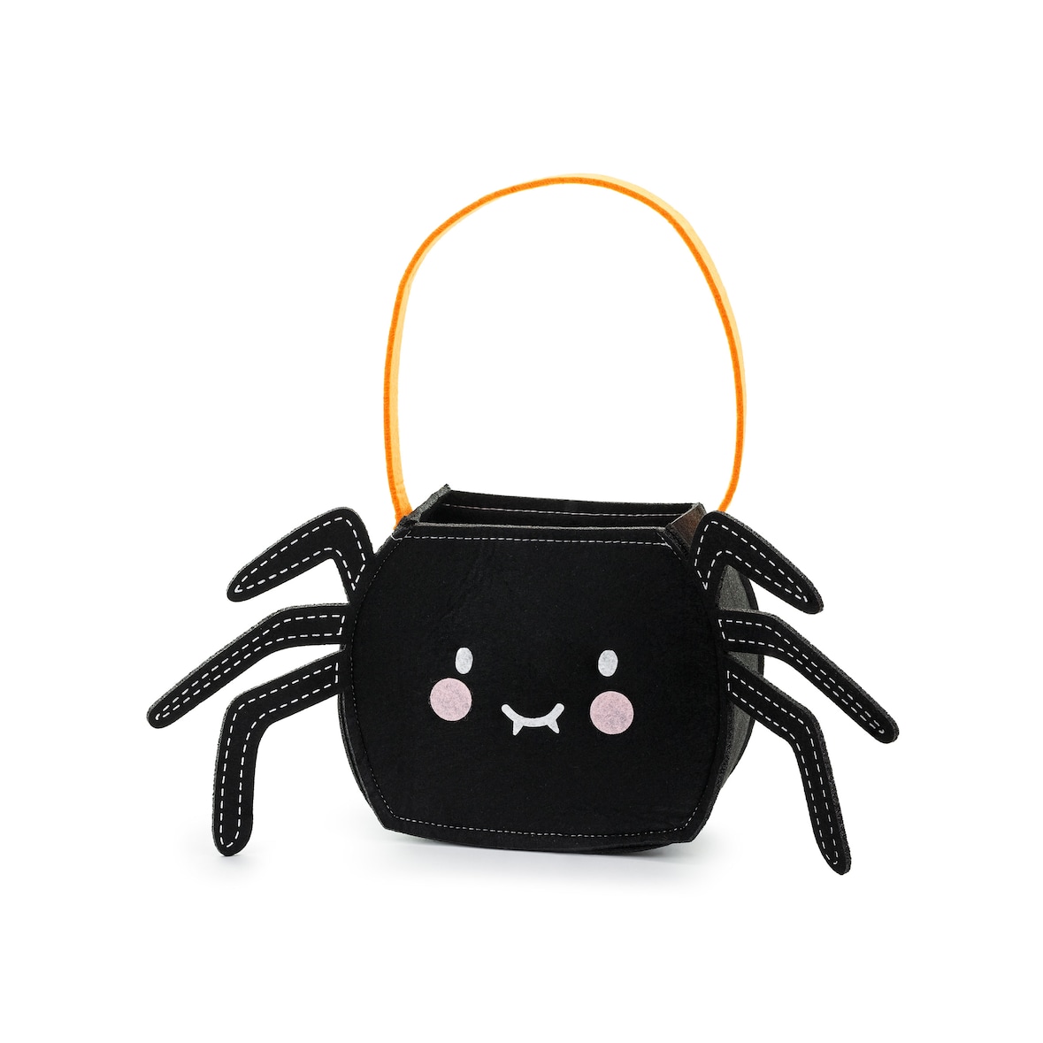 Spinne Tasche für Süßigkeiten 18x8x35cm Filz - Süßes oder Saures Sammeltasche Spinnentasche Halloween Kindergeburtstag Fasching Beutel Schwarz