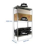 thumbnail of SimonRack Industrieregal, 2000x1500x450 mm, 600 kg am Biegepunkt, 3 Metallböden, Garagenregal, Verzinkt- Simonforte