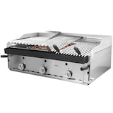 thumbnail of MBH - Grelhador industrial a gás de pedra vulcânica 90 cm. Grelhador profissional em aço inoxidável e tipo basco para restaurante e hotelaria.
