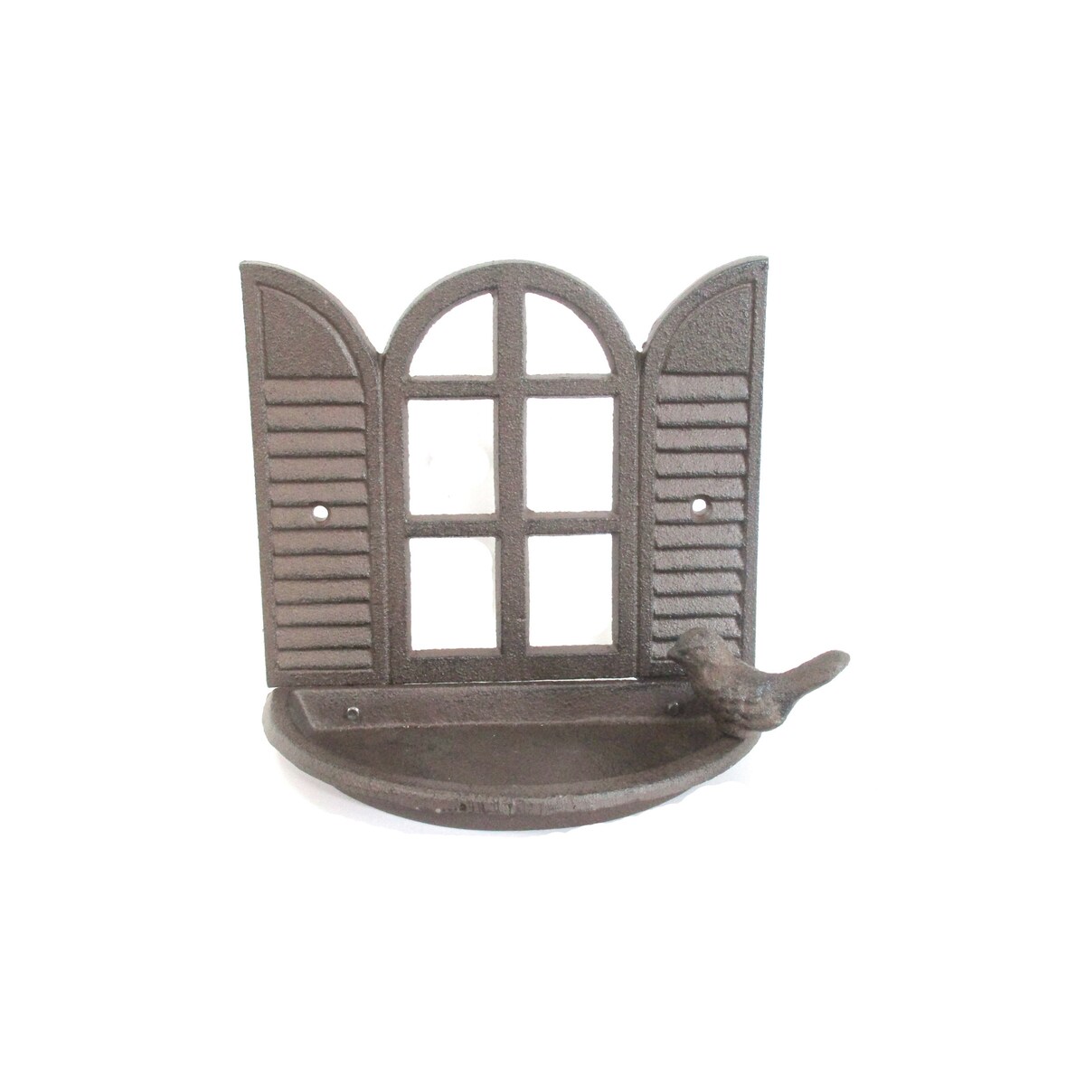 Vogeltränke massiv Gusseisen für die Wand Rostbraun H 18 cm