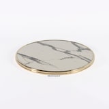 thumbnail of Plateau de table rond MARCEAU - Marbre blanc CARRARE - Cercle laiton D60 cm