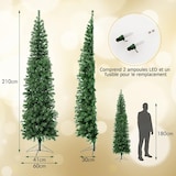 thumbnail of COSTWAY Albero LED 210cm, salvaspazio con 450 punte, 150 LED e base metallica, snello per interni.