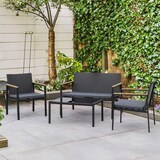 thumbnail of Outsunny Conjunto Muebles de Ratán con Cojines 4 Piezas Acolchados con 1 Sofá Individual 1 para Doble Negro y Gris