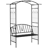 thumbnail of Gartenbank mit Rankbogen Metall Schwarz 154x60x205 cm, 2-Sitzer, wetterbeständig mit Epoxid-Beschichtung