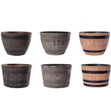 thumbnail of Jinfa Blumenkübel aus Kunststoff im Eichenfass-Design | hellbraune Holzoptik Stil 2 | Ø 36cm x 25cm