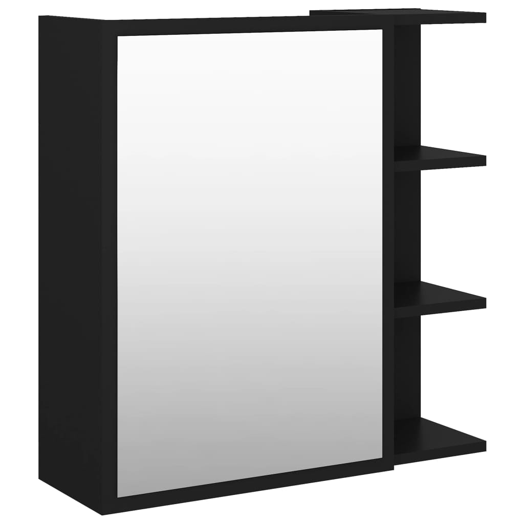 Helloshop26 - Badezimmerspiegelschrank 62,5 x 20,5 x 64 cm schwarze Spanplatte 02_0006736