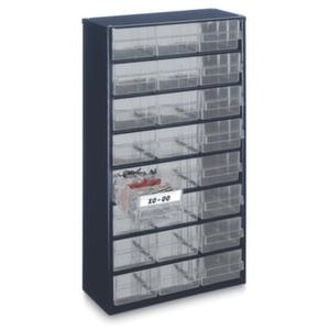 Klarsicht-Magazin, HxBxT 555x307x150mm, 24 Schubladen, Gehäuse Stahlblech