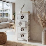 thumbnail of Cassettiera Forli, mobile, 4 cassetti con cuori 70x29x25cm, look shabby, vintage ~ bianco
