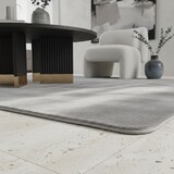 thumbnail of Teppich Kurzflor Unifarben Polyester Antirutsch Wohnzimmer Silber Rund 80x80 | Kadima Design