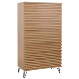 thumbnail of Cómoda HWC-M49, armário de tábua alta, design 3D 5 gavetas MDF metal 145x80x44cm ~ natural