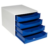 thumbnail of EXACOMPTA Cassettiera Ecobox 2286104D, 4 cassetti, box in PS e cassetti in Ppl, (PxlxAlt) 34,8x28,4x23,4 cm, gamma Office box grigio/cassetti blu