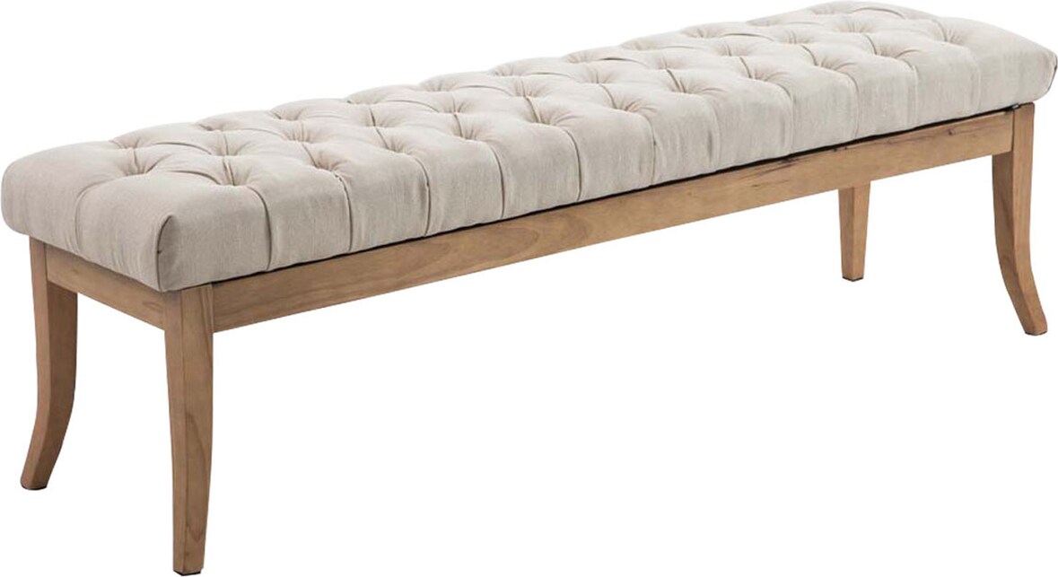 Sitzbank CANNES - Stoff Creme 150x38x46 cm Hellbraun | Sitzbank Flur Sitzhocker Esszimmerbank Polsterbank Schlafzimmerbank