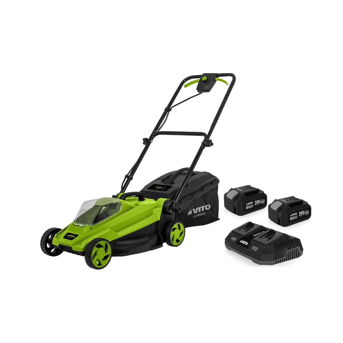 20V accu grasmaaier + 2 x 4.0Ah accu's + dubbele lader 30L bak VITO