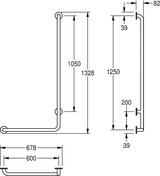 thumbnail of KWC Winkelgriff, CONTINA, Edelstahl, Winkel 90 Grad, Ausf. Li, 678x1328x82 mm