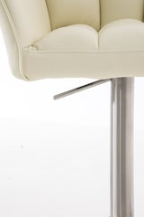 thumbnail of 2er Set Barhocker SIHAR - Kunstleder Creme 64x45x88 cm Silber | Barstuhl Höhenverstellbar Mit Lehne Drehbar Tresenhocker Tresenstuhl Kneipenhocker