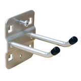 thumbnail of PROREGAL Werkzeughalter doppelt mit schrägem Hakenende für Lochplatte | 5cm | Weissaluminium