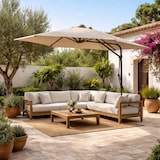 thumbnail of Ombrellone da Giardino 300 cm Decentrato Palo in Metallo Telo Poliestere 180 g/mq con Airvent per Esterno Piscina o Ristorante - Tortora cm Ø 300