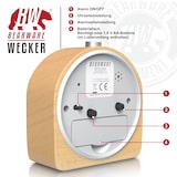 thumbnail of BEARWARE Wecker analog ohne Ticken - halbrund - Holz hell - Retro Design - beleuchtetes Ziffernblatt mit Licht - lautlos - Reisewecker - Weckton