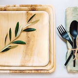 thumbnail of onlyleaf 200 Stück Einwegteller 18x18 cm Palmblatt-Teller, quadratisch, biologisch abbaubar, umweltfreundlich, kompostierbar, Wegwerfteller