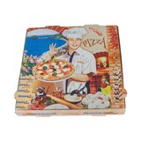 thumbnail of DayBays 7800 Stk. Pizza-Karton 22x22x4 cm  Weiß Kraftpapier bedruckt mit Pizza-Motiv