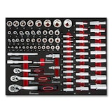 thumbnail of EBERTH Multigereedschapset 114 delen Voor gereedschapswagen, Gelabelde schuimrubberen inzetstukken, Hard metaal, Ergonomische handgrepen, Voor 3 laden