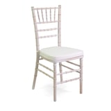 thumbnail of Sedia legno chiavari sbiancato c/cuscino cm40x40h43/92
