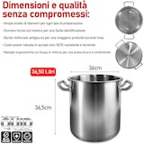 thumbnail of Pentola Ø36 cm, Acciaio Inox 18/10 con Triplo Fondo, per Gas Elettrico Induzione Vetroceramica, Linea Master – Made in Italy