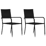 thumbnail of vidaXL Garten-Essstühle 2 Stk. Stapelbar Schwarz Poly Rattan