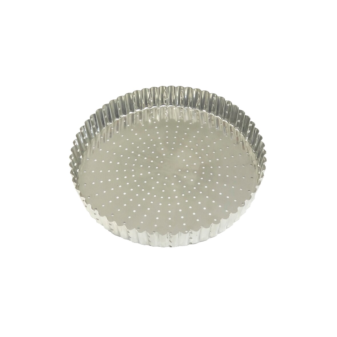 Gobel - Tortenform, geriffelt, perforiert - Weißblech - fester Boden - Ø 200 mm H 28 mm - 126321