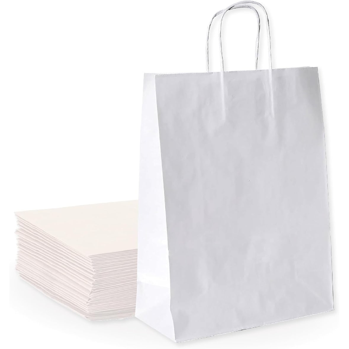 100 Weiße Papiertüten mit Henkeln 42X14X50cm - Tasche für Einkäufe, Geschenke, Hochzeiten