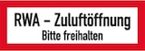 thumbnail of Schild RWA-Zuluftöffnung Bitte freihalten, Alu, 297x105 mm