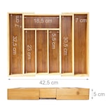 thumbnail of Relaxdays Besteckkasten Bambus, ausziehbar, 5-7 Fächer, HxBxT:5x43x34cm, Schubladeneinsatz, Küchenorganizer, natur