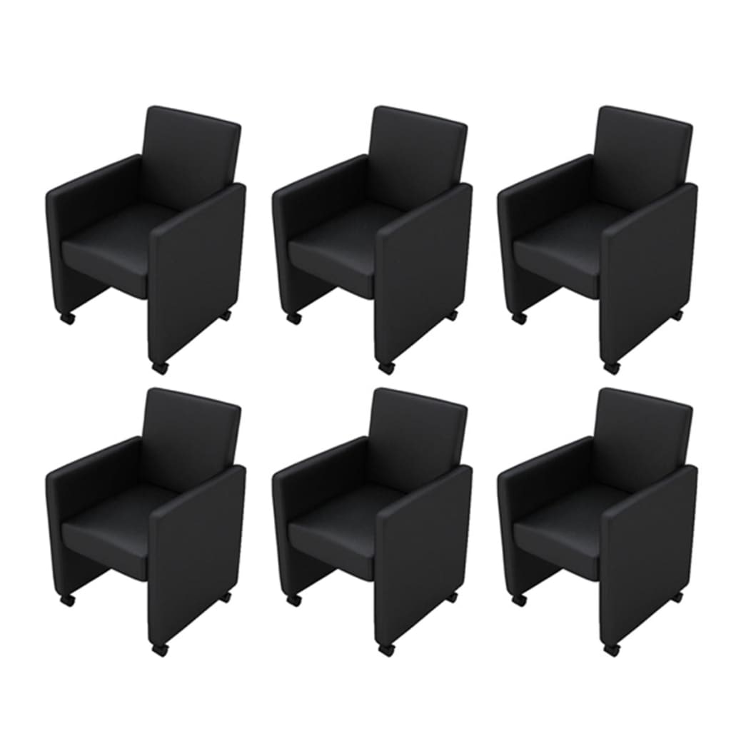Chaises à manger lot de 6 noir similicuir Modèle Vega Master