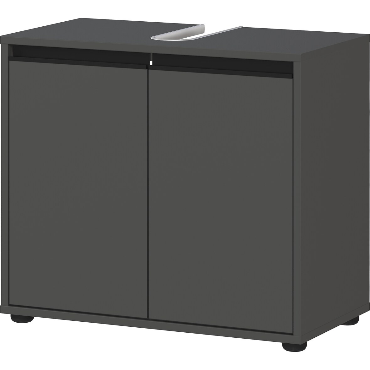WB-Unterschrank 63x34x55cm | 2 Türen & Soft-Close | Siphonausschnitt | Graphit | Made in Germany | Badschrank Modern | Kadima Design Serie HAMBURG