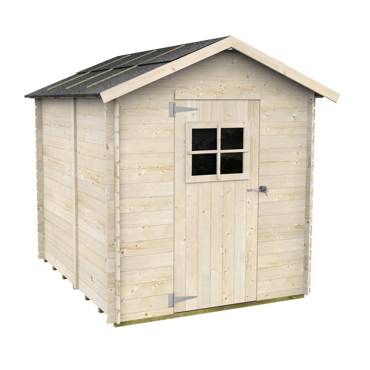 Casinha de jardim Bh16 Gaeta 178x218 em madeira de abeto natural 16 mm com porta simples com janela, telhado e chão OSB3, montagem