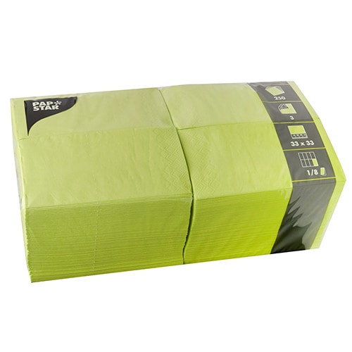 PAPSTAR 250 Servietten, 3-lagig 1/8-Falz 33 cm x 33 cm limonengrün