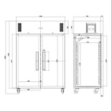 thumbnail of Frigorífico profissional de 2 portas, branco, refrigeração por ar, GN2/1, 200 x 134 x 81,5 cm, com fechadura, 1200L, Polar Série G CC663
