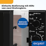 thumbnail of Exquisit Mikrowelle 20L, 1000 Watt Grill, 700 Watt, 25,5cm Drehteller, 5 Leistungsstufen, Timer, Auftaufunktion, 2 Drehregler, MW 802G schwarz