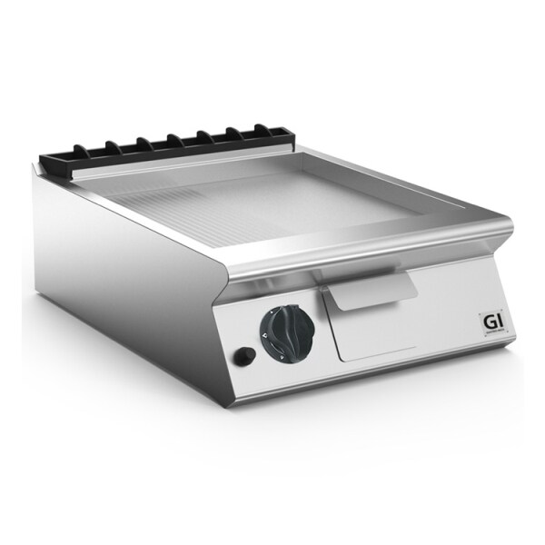 Gastro-Inox 700 HP gasbakplaat met 2/3 gladde en 1/3 geribbeldde roestvrijstalen plaat, 60cm