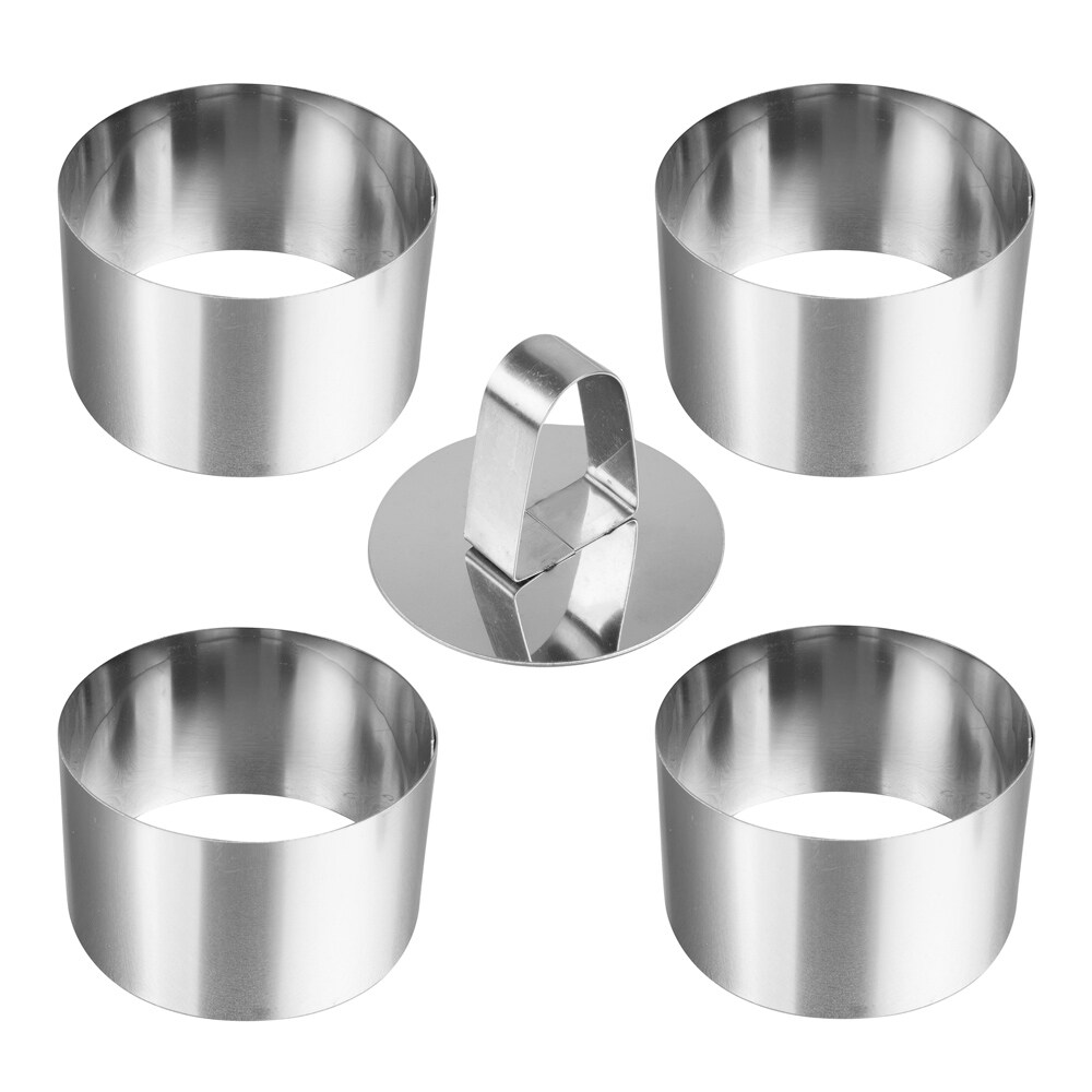 TABLE PASSION set de 4 cercles 7,5 cm et 1 poussoir - Lares Gris Rond Inox