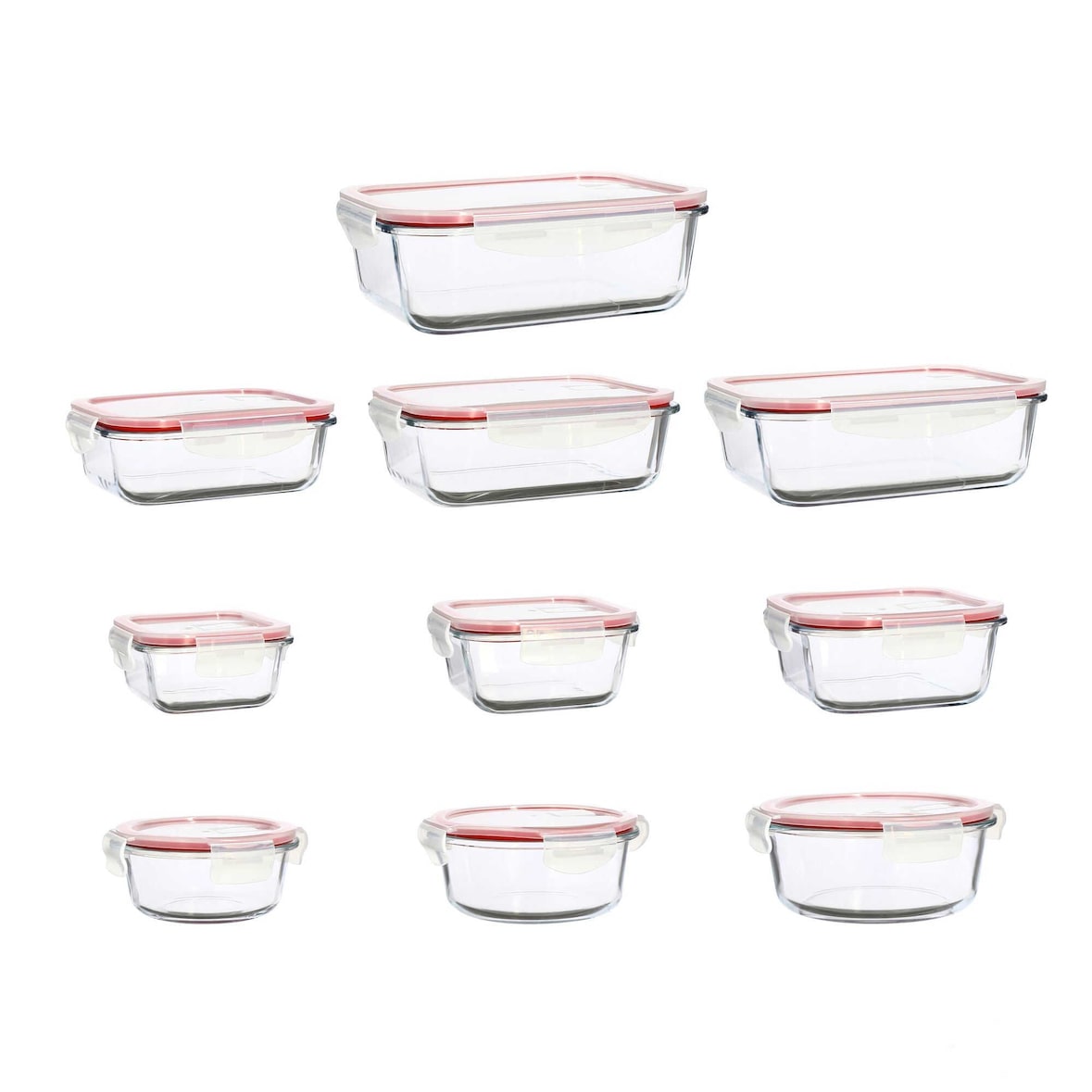 Menastyl - Set 10 boites hermétiques clémentine en verre avec couvercle