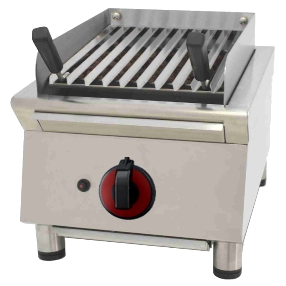 EURAST - Lavastein-gasgrill tischgrill aus edelstahl mit spritzschutz - 390x550x330 mm - 5,5 Kw - 4471AV04