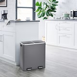 thumbnail of TM2X30 Treteimer 60 Liter Abfalleimer Mülleimer Design Mülltrennung Papierkorb Küchen-Ordnung Trennsystem Grau