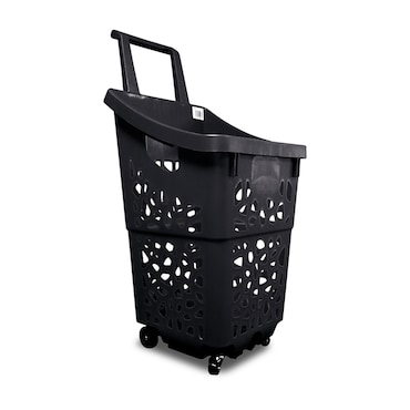 Cesta de supermercado apilable de 60 litros con ruedas