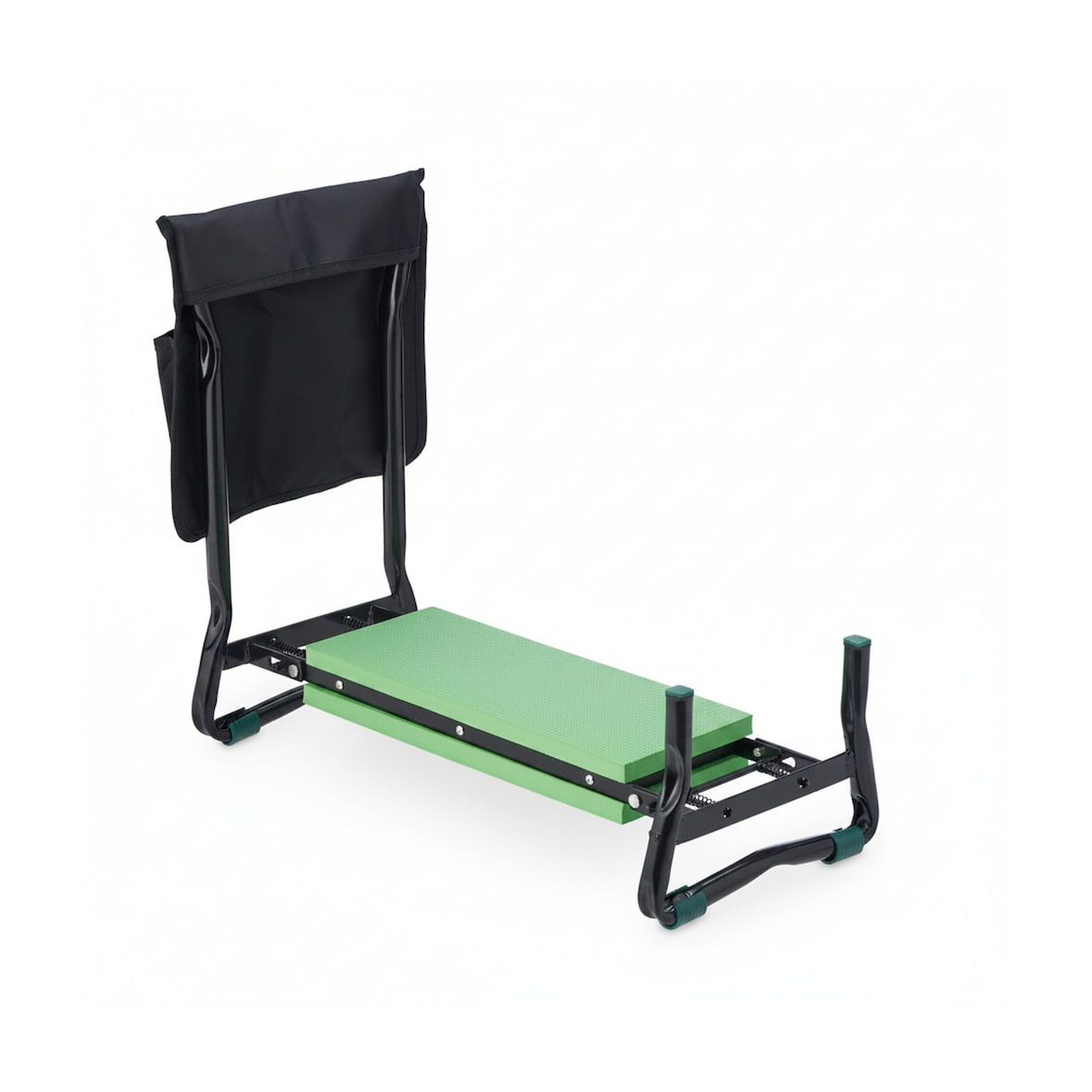 Relaxdays Kniebank für Gartenarbeit, klappbar, gepolstert, gelenkschonende Kniehilfe, Taschen, bis 150kg, schwarz/grün