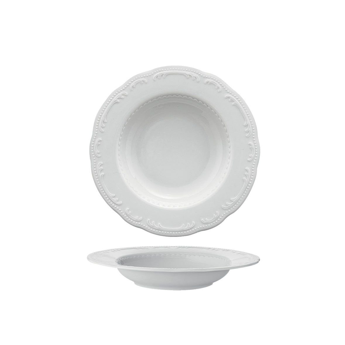 Piatto Fondo Vecchio Wien Bianco, Confezione da 1